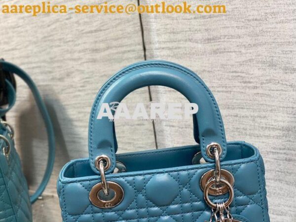 Replica Dior My ABCdior Lady Dior Bag M0538 Azure Blue Cannage Lambski 6