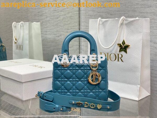 Replica Dior My ABCdior Lady Dior Bag M0538 Azure Blue Cannage Lambski 13