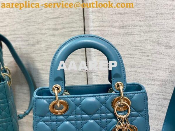 Replica Dior My ABCdior Lady Dior Bag M0538 Azure Blue Cannage Lambski 16