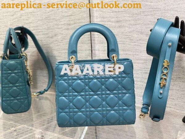 Replica Dior My ABCdior Lady Dior Bag M0538 Azure Blue Cannage Lambski 18