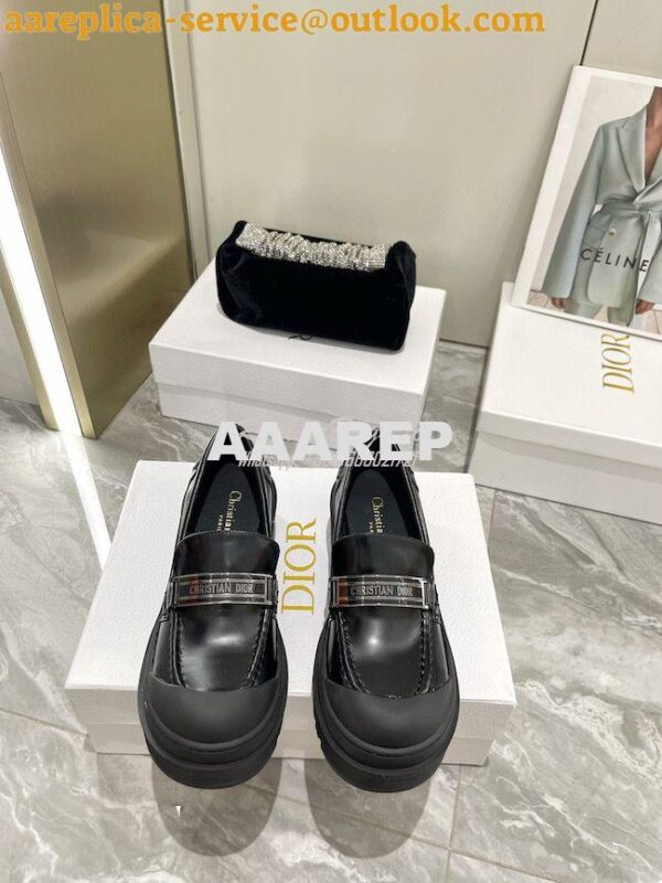 Replica Dior Code Loafer Black Brushed Calfskin KDB749 4