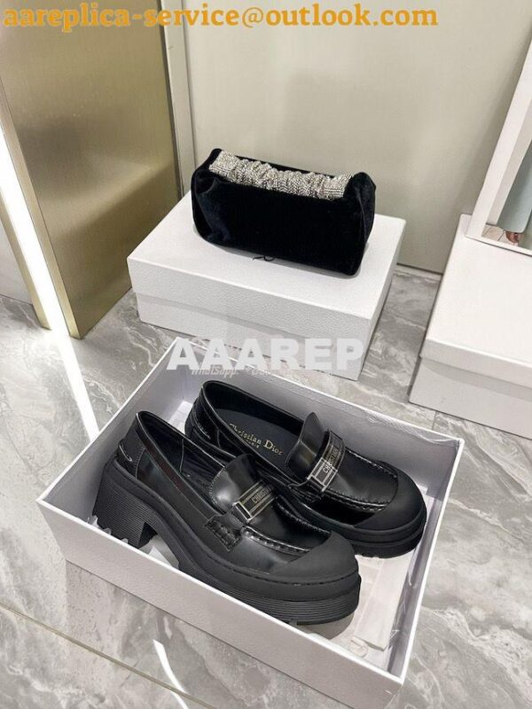 Replica Dior Code Loafer Black Brushed Calfskin KDB749 7