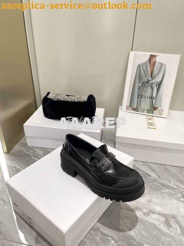 Replica Dior Code Loafer Black Brushed Calfskin KDB749 9