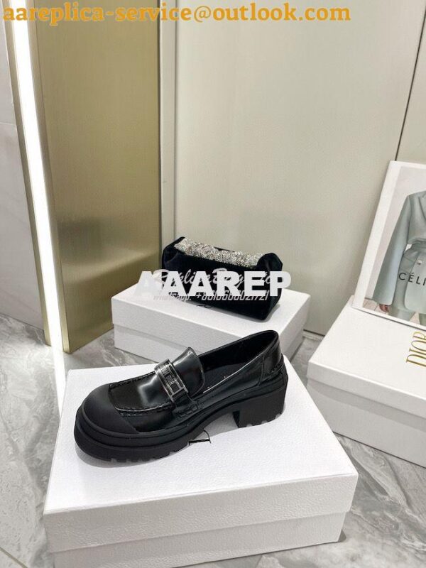 Replica Dior Code Loafer Black Brushed Calfskin KDB749 10