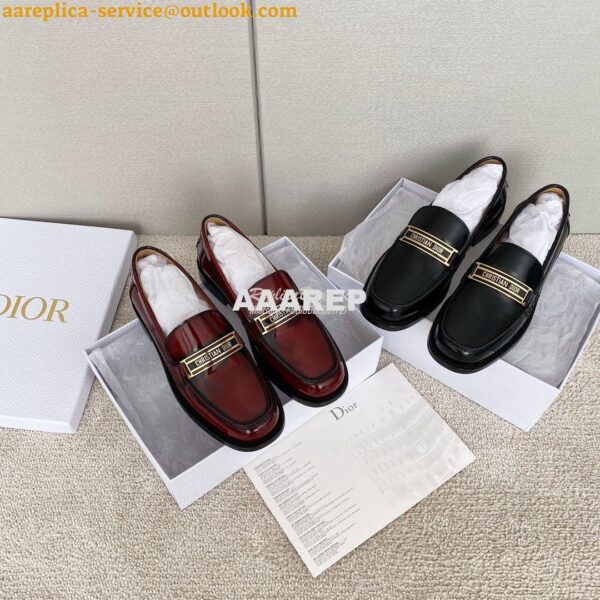 Replica Dior Code Loafer Black Glazed Calfskin KCB633 3
