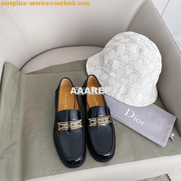 Replica Dior Code Loafer Black Glazed Calfskin KCB633 4