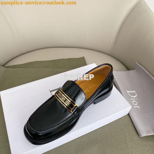 Replica Dior Code Loafer Black Glazed Calfskin KCB633 5