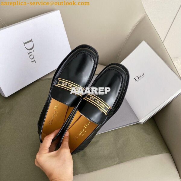 Replica Dior Code Loafer Black Glazed Calfskin KCB633 6