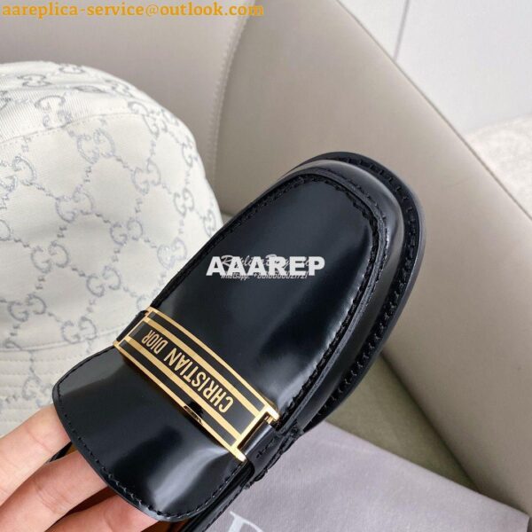 Replica Dior Code Loafer Black Glazed Calfskin KCB633 7