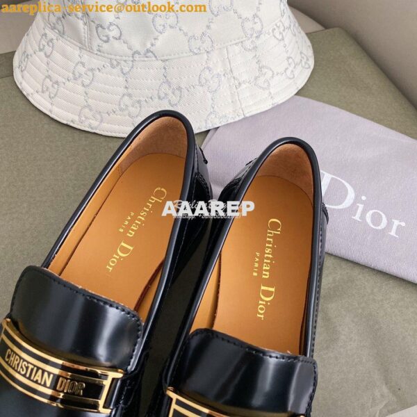 Replica Dior Code Loafer Black Glazed Calfskin KCB633 8