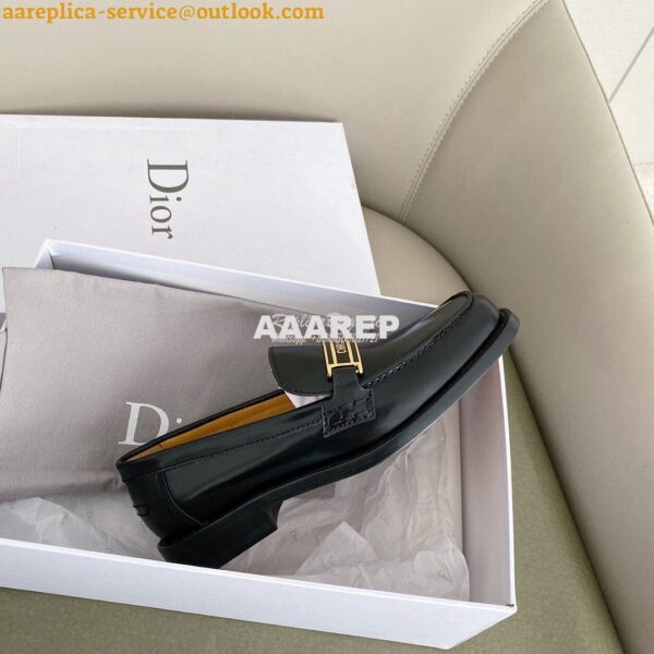 Replica Dior Code Loafer Black Glazed Calfskin KCB633 9