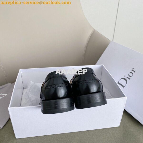 Replica Dior Code Loafer Black Glazed Calfskin KCB633 12