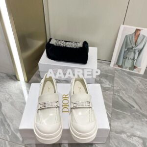 Replica Dior Code Loafer White Brushed Calfskin KDB749