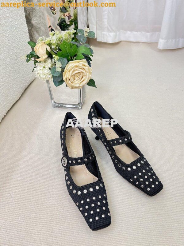 Replica Dior D-Clash Pumps KDP948 Black with Studs 2