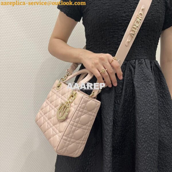 Replica Dior My ABCdior Lady Dior Bag M0538 Powder Pink Cannage Lambsk 13