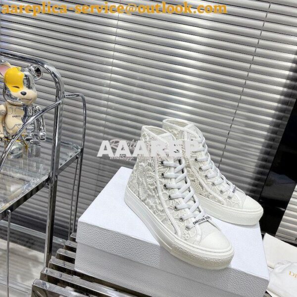 Replica Dior Walk'N'Dior High-top Sneaker White Macramé Embroidered Co 3