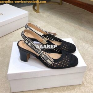 Replica Dior & Moi Slingback Pump Black Cannage Mesh Embroidery KDP890