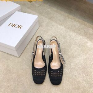 Replica Dior & Moi Slingback Pump Black Cannage Mesh Embroidery KDP890 2