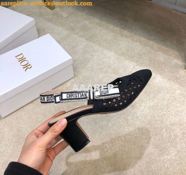 Replica Dior & Moi Slingback Pump Black Cannage Mesh Embroidery KDP890 8