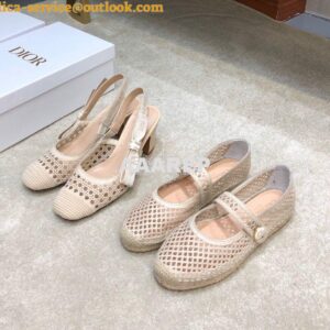 Replica Dior & Moi Slingback Pump Cream Cannage Mesh Embroidery KDP890