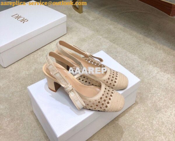 Replica Dior & Moi Slingback Pump Cream Cannage Mesh Embroidery KDP890 4