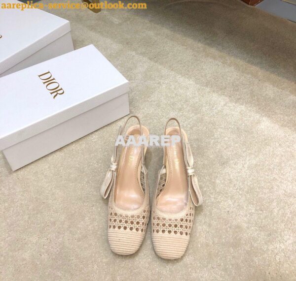 Replica Dior & Moi Slingback Pump Cream Cannage Mesh Embroidery KDP890 5