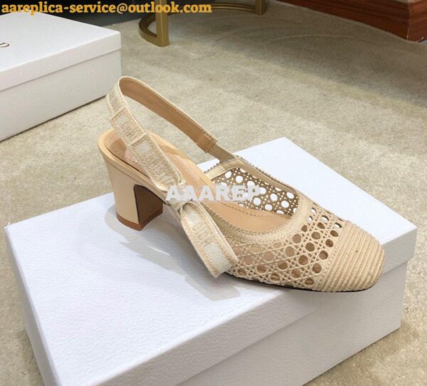 Replica Dior & Moi Slingback Pump Cream Cannage Mesh Embroidery KDP890 7