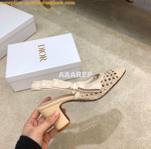 Replica Dior & Moi Slingback Pump Cream Cannage Mesh Embroidery KDP890 10