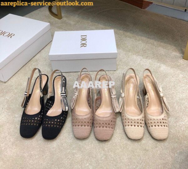 Replica Dior & Moi Slingback Pump Nude Cannage Mesh Embroidery KDP890 3