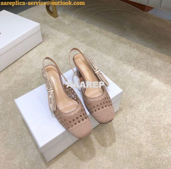 Replica Dior & Moi Slingback Pump Nude Cannage Mesh Embroidery KDP890 5