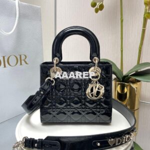 Replica Dior My ABCdior Lady Dior Bag Patent Calfskin M0538 Black