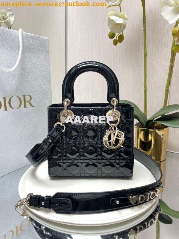 Replica Dior My ABCdior Lady Dior Bag Patent Calfskin M0538 Black 3