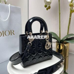 Replica Dior My ABCdior Lady Dior Bag Patent Calfskin M0538 Black 2