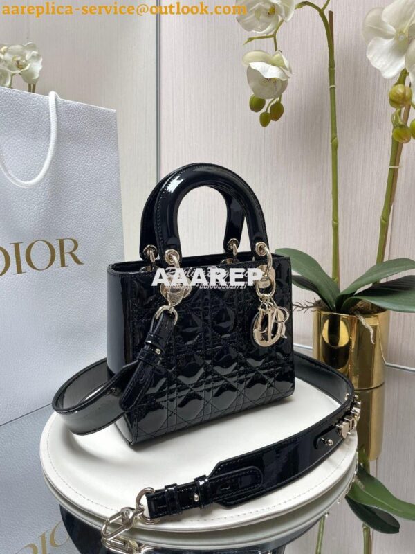 Replica Dior My ABCdior Lady Dior Bag Patent Calfskin M0538 Black 4