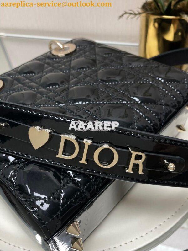 Replica Dior My ABCdior Lady Dior Bag Patent Calfskin M0538 Black 5