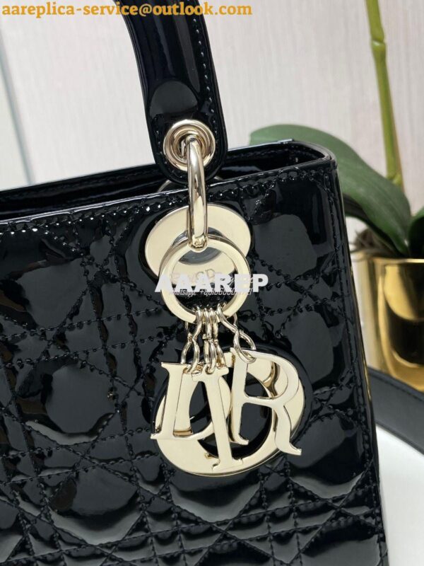 Replica Dior My ABCdior Lady Dior Bag Patent Calfskin M0538 Black 6