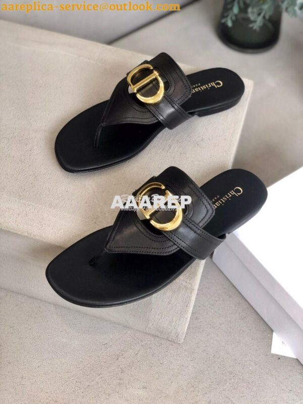 Replica Dior 30 Montaigne Flat Thong KCQ386 Black 8