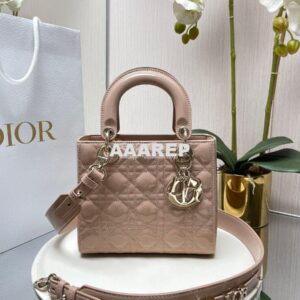 Replica Dior My ABCdior Lady Dior Bag Patent Calfskin M0538 Caramel Be