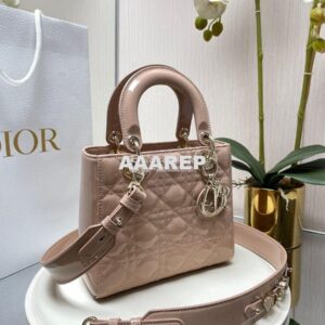 Replica Dior My ABCdior Lady Dior Bag Patent Calfskin M0538 Caramel Be 2