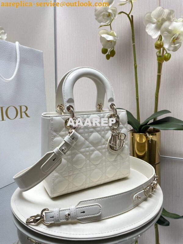 Replica Dior My ABCdior Lady Dior Bag Patent Calfskin M0538 White 4