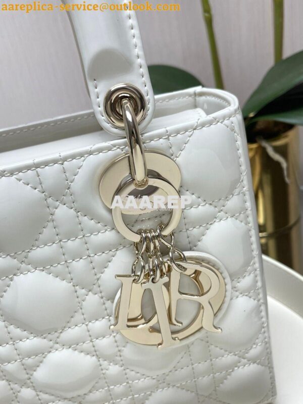 Replica Dior My ABCdior Lady Dior Bag Patent Calfskin M0538 White 5