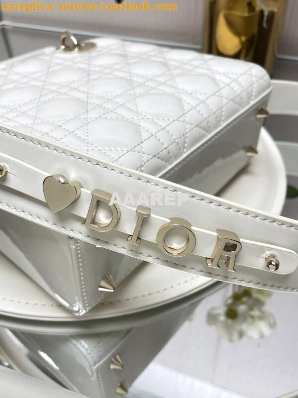 Replica Dior My ABCdior Lady Dior Bag Patent Calfskin M0538 White 6