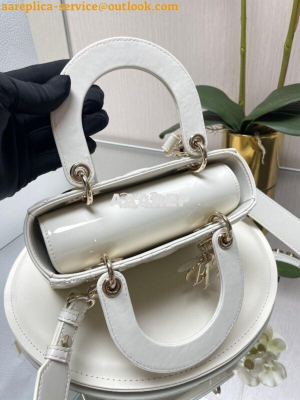 Replica Dior My ABCdior Lady Dior Bag Patent Calfskin M0538 White 7