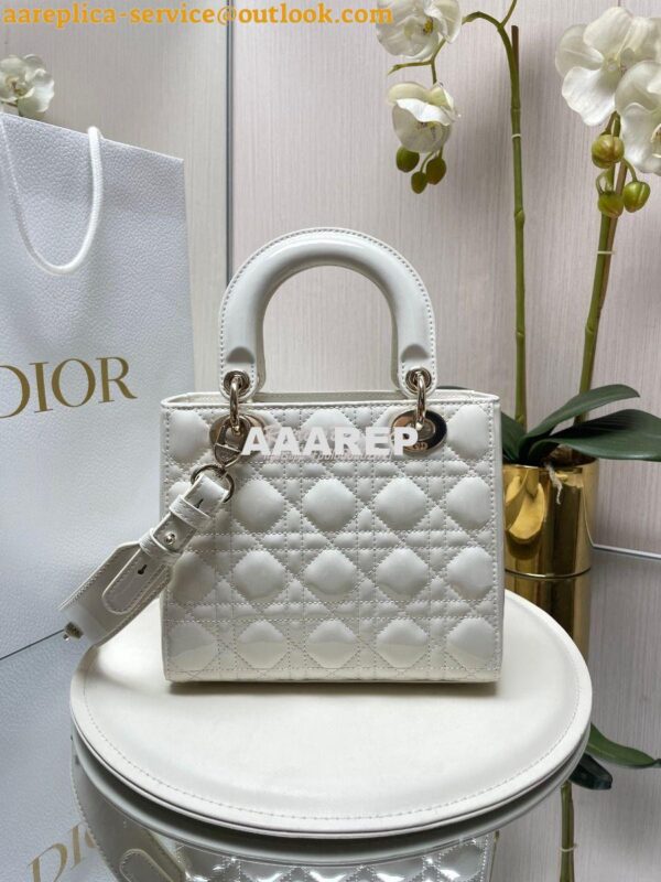 Replica Dior My ABCdior Lady Dior Bag Patent Calfskin M0538 White 9