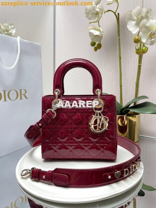 Replica Dior My ABCdior Lady Dior Bag Patent Calfskin M0538 Wine 3