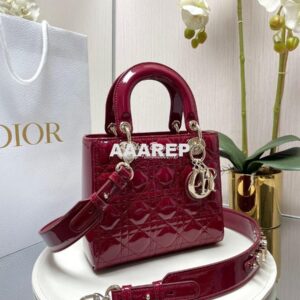 Replica Dior My ABCdior Lady Dior Bag Patent Calfskin M0538 Wine 2