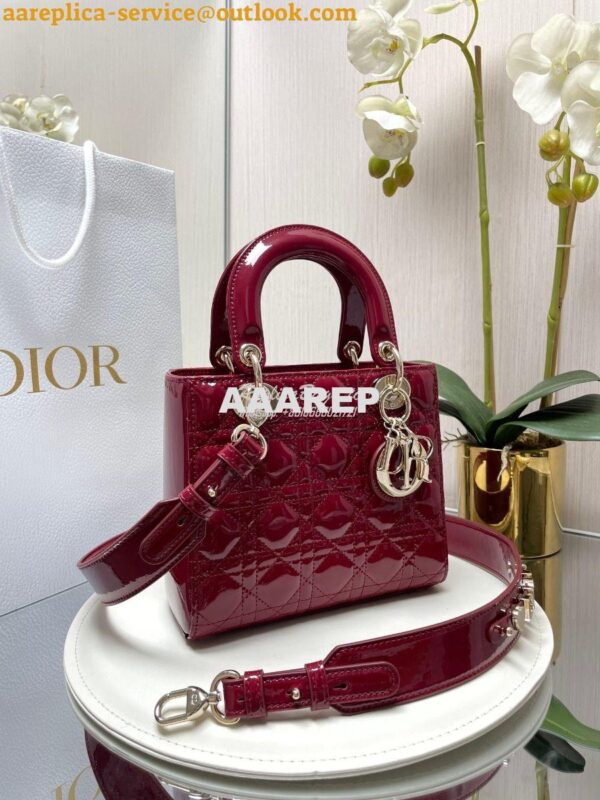 Replica Dior My ABCdior Lady Dior Bag Patent Calfskin M0538 Wine 4