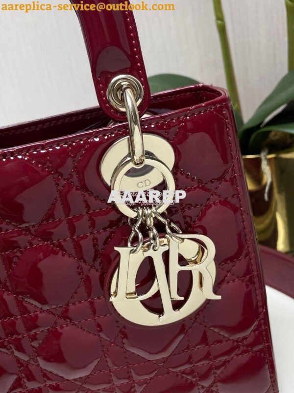 Replica Dior My ABCdior Lady Dior Bag Patent Calfskin M0538 Wine 6