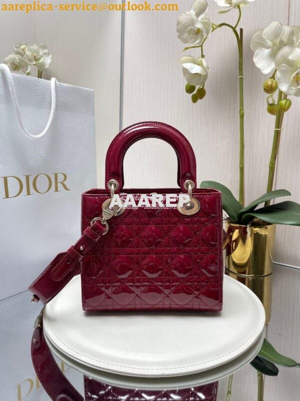 Replica Dior My ABCdior Lady Dior Bag Patent Calfskin M0538 Wine 8