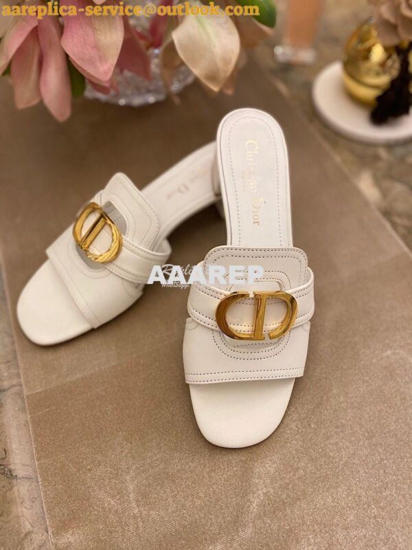 Replica Dior 30 Montaigne Heeled Mule KCQ270 White 5